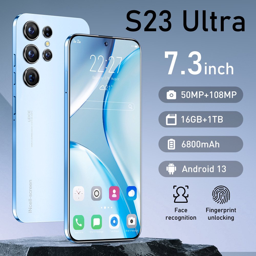 Hot Selling Mobile phone S23Ultra Smart phone real 4GB mobile phone 6.6 inch perforation HD screen Telefonos inteligentes